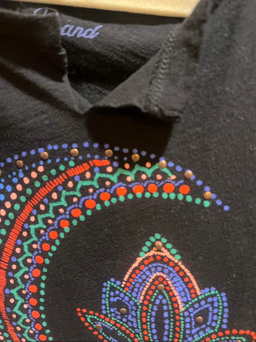 Lucky Brand Black Tank with Crescent Moon & Lotus Dot Design size xl - Picture 5 of 7